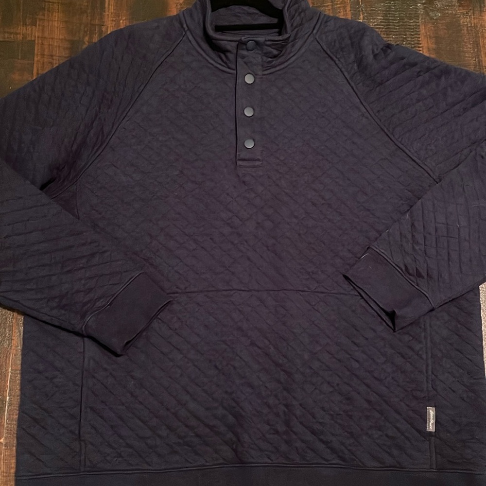 Eddie Bauer Pullover - 1/4 Snap - Quilted - LIKE NEW - Navy - Size XL